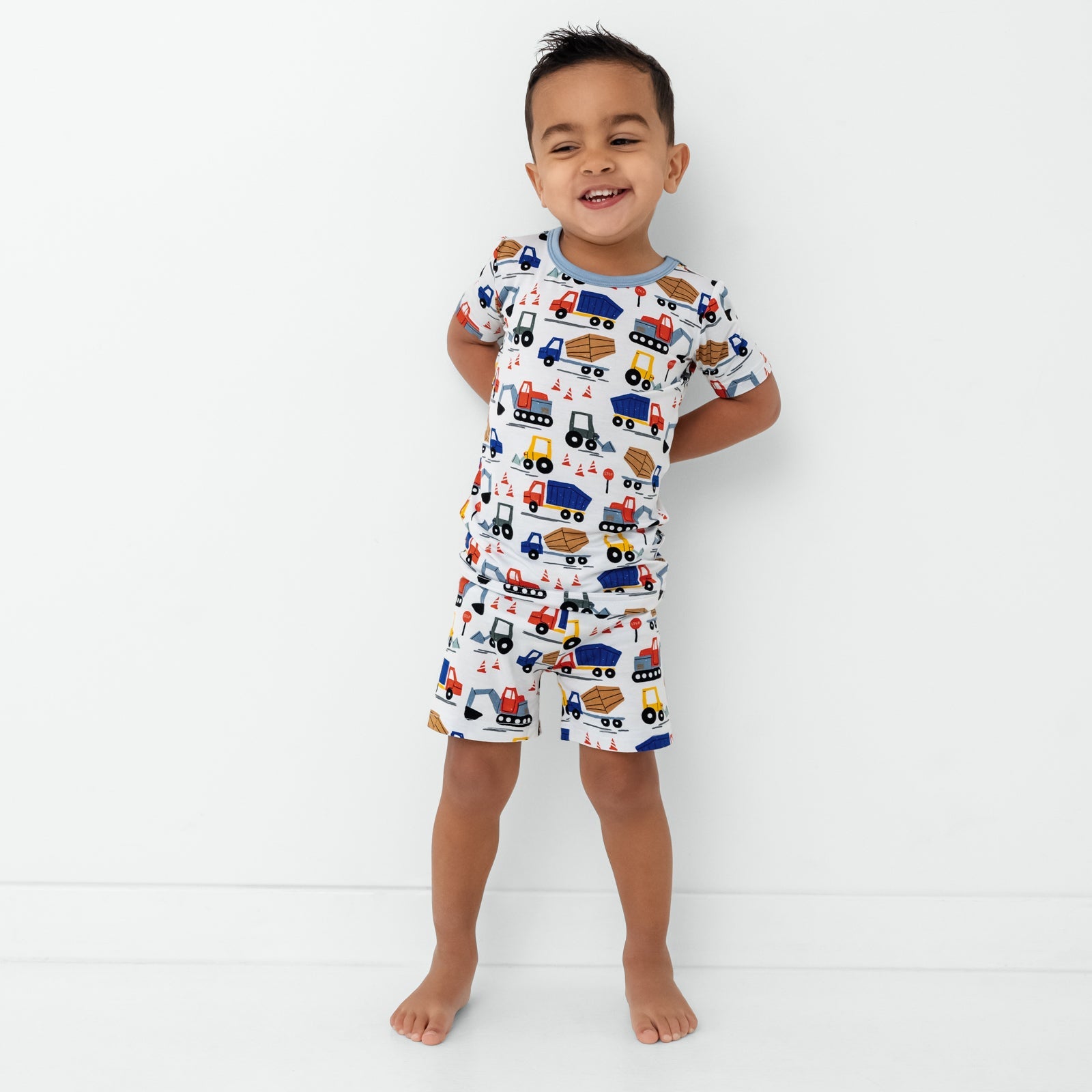 Construction Two-Piece Short Sleeve & Shorts Pajama Set