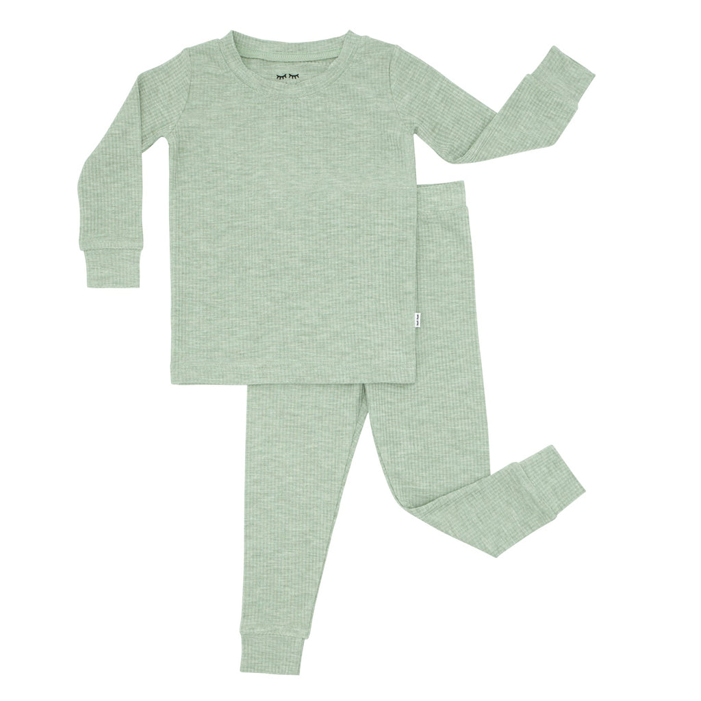 Heather Sage Ribbed Two-Piece Pajama Set