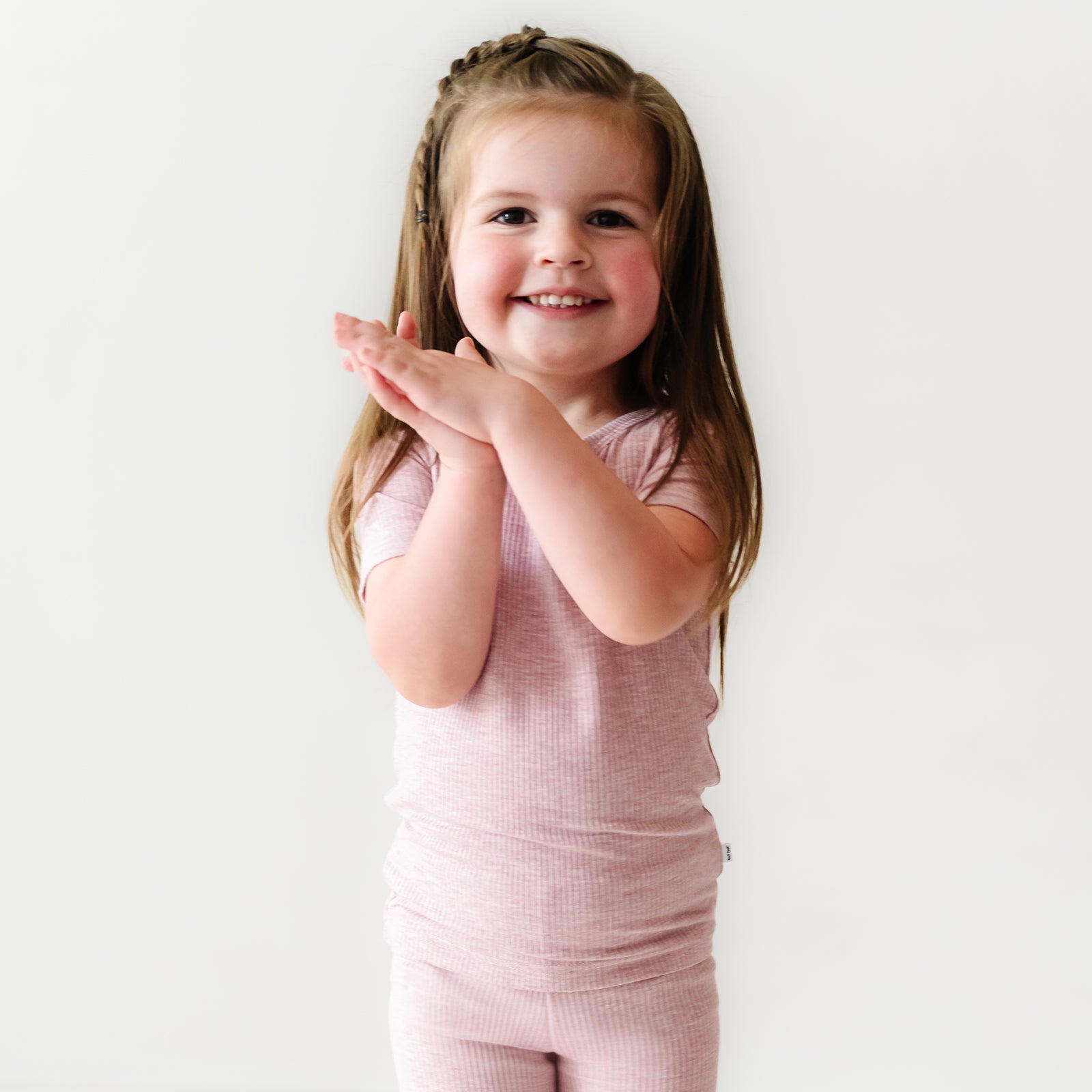 Heather Mauve Ribbed Two-Piece Short Sleeve & Shorts Pajama Set