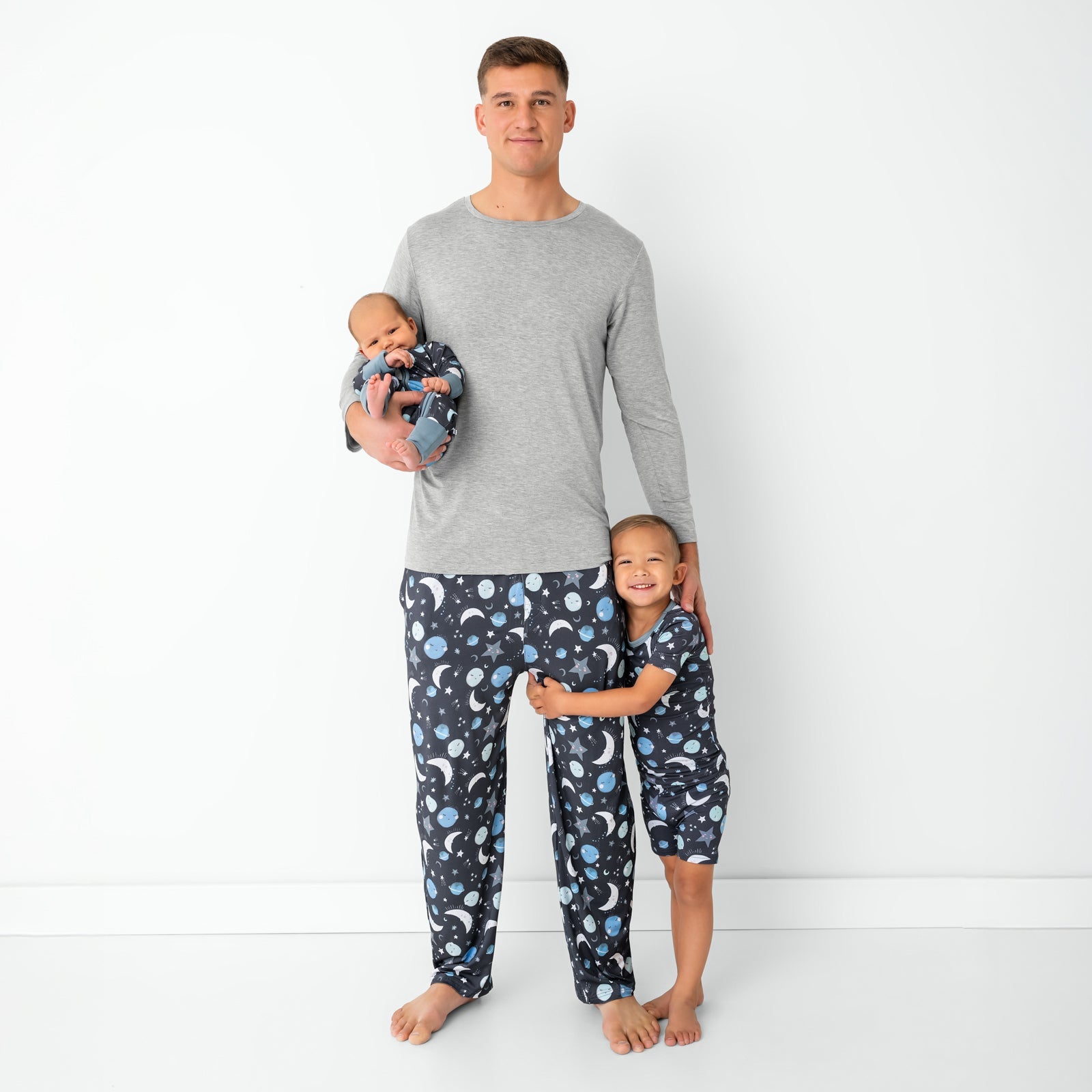 Blue To the Moon & Back Two-Piece Short Sleeve & Shorts Pajama Set