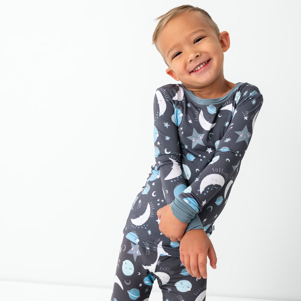 Blue To the Moon & Back Two-Piece Pajama Set