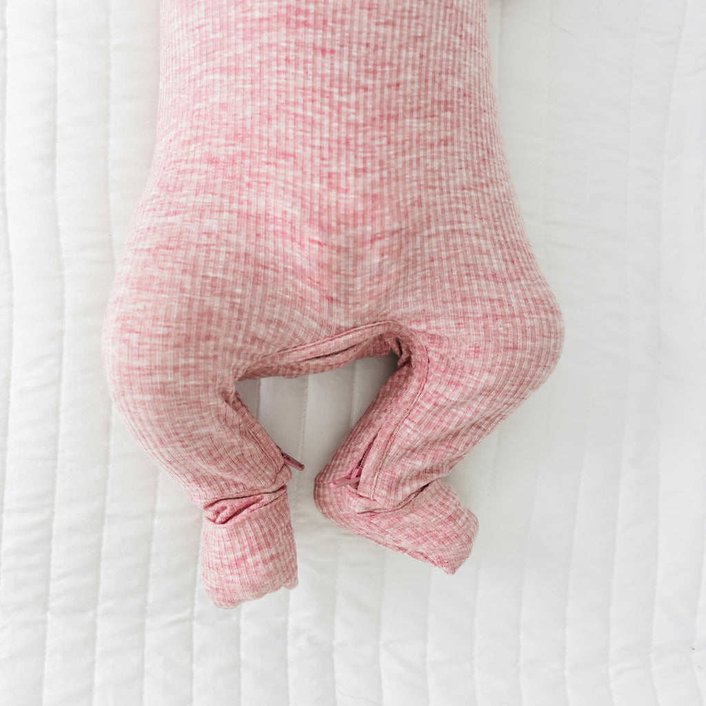 Heather Mauve Ribbed Crescent Zippy