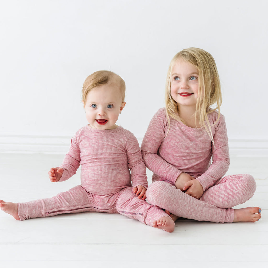 Heather Mauve Ribbed Two-Piece Pajama Set