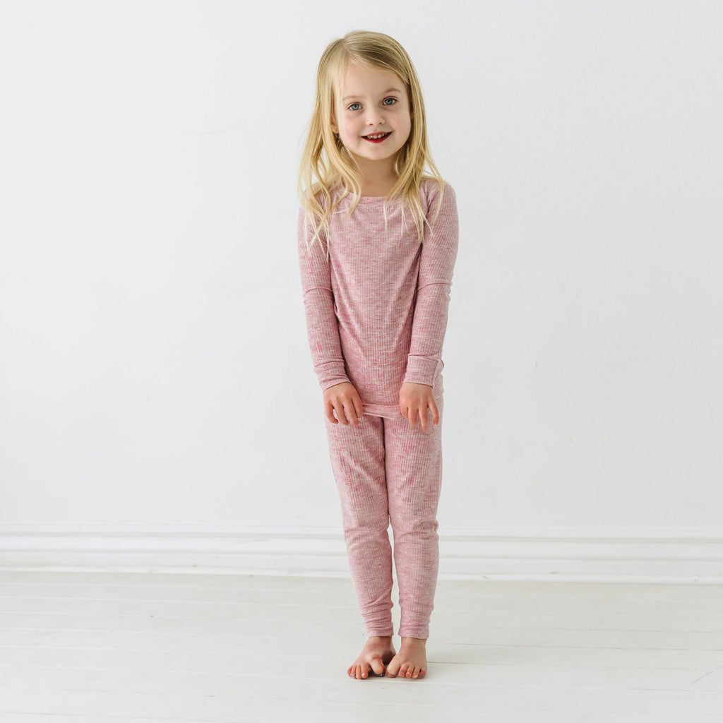 Heather Mauve Ribbed Two-Piece Pajama Set