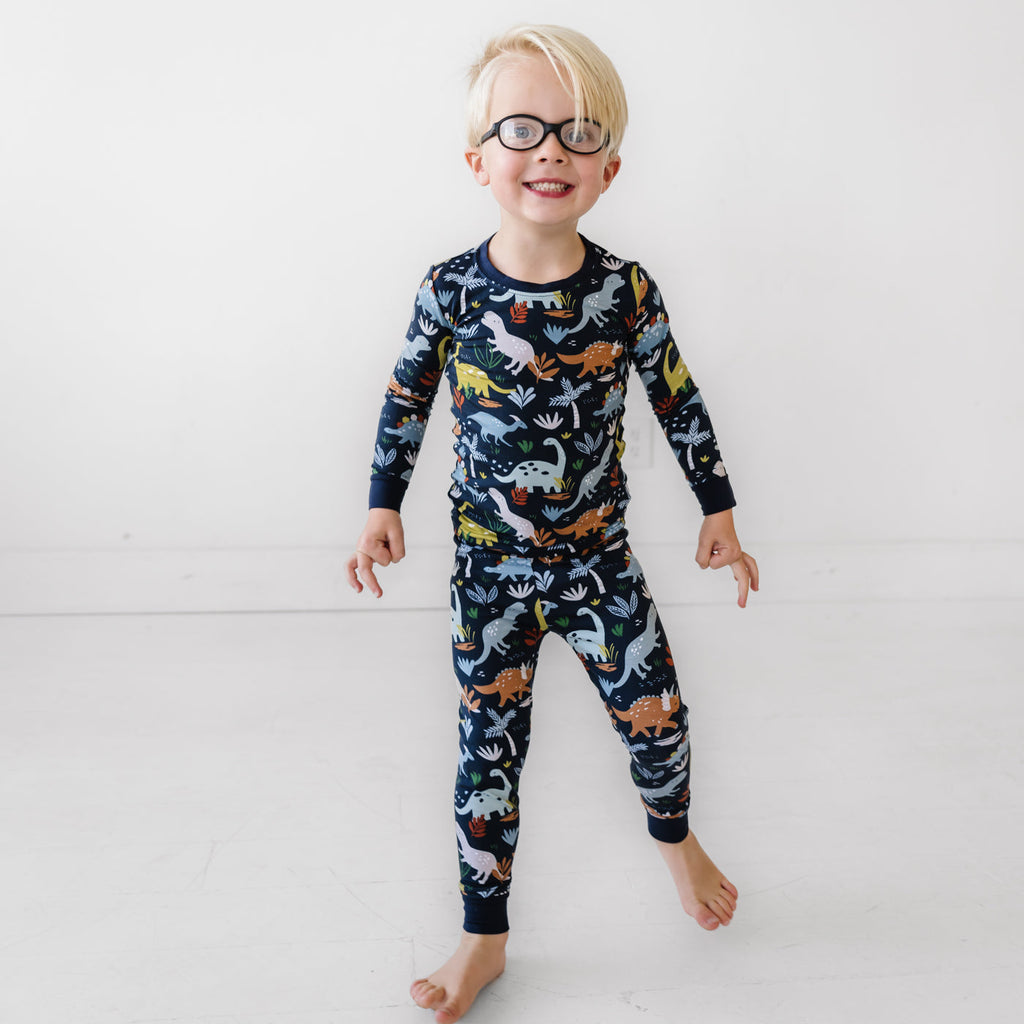 Navy Jurassic Jungle Two-Piece Pajama Set