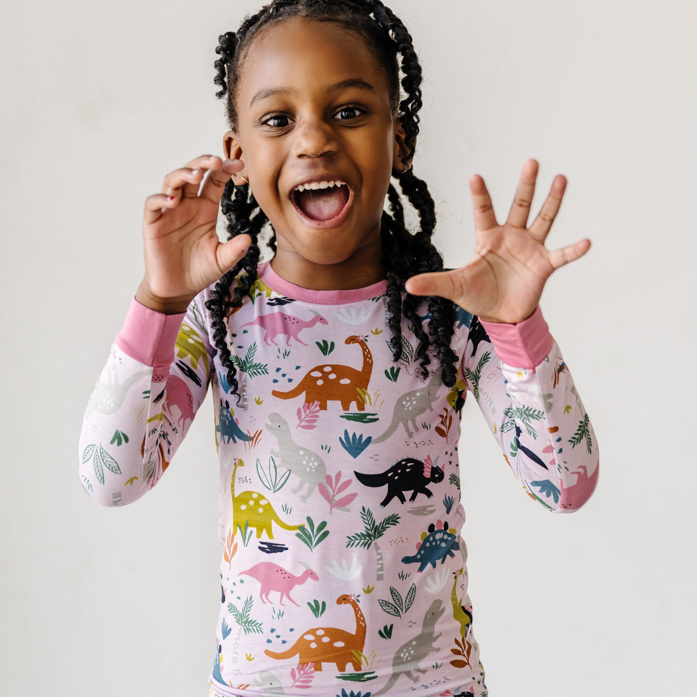 Pink Jurassic Jungle Two-Piece Pajama Set