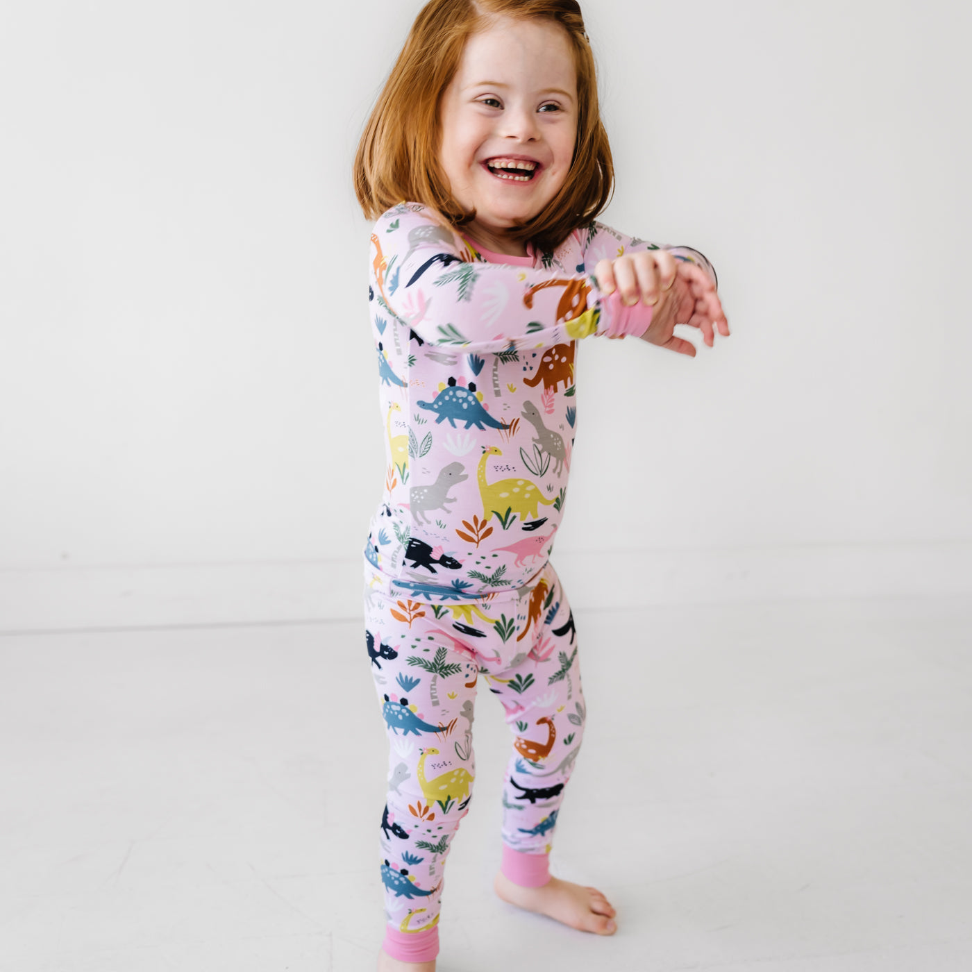 Pink Jurassic Jungle Two-Piece Pajama Set