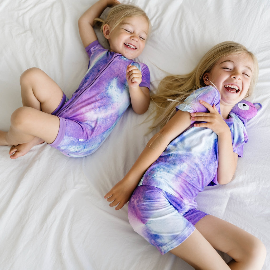 Purple Watercolor Two-Piece Short Sleeve & Shorts Pajama Set