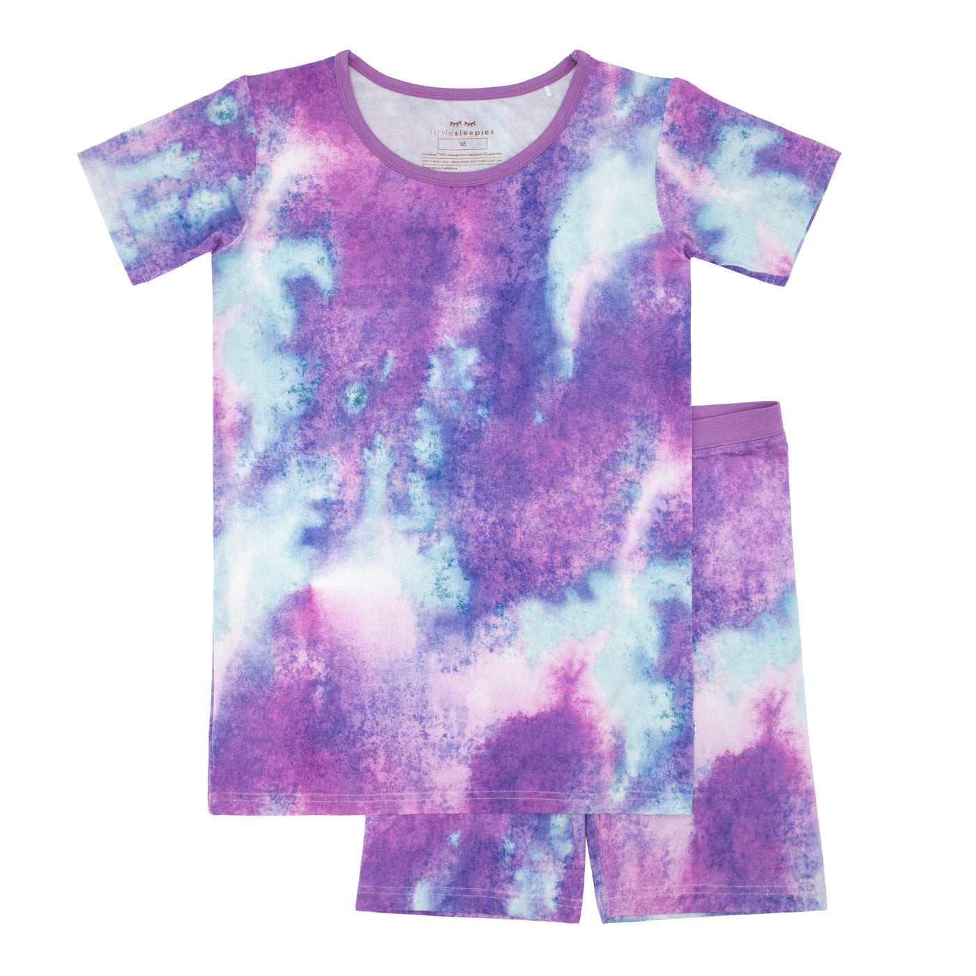 Purple Watercolor Two-Piece Short Sleeve & Shorts Pajama Set